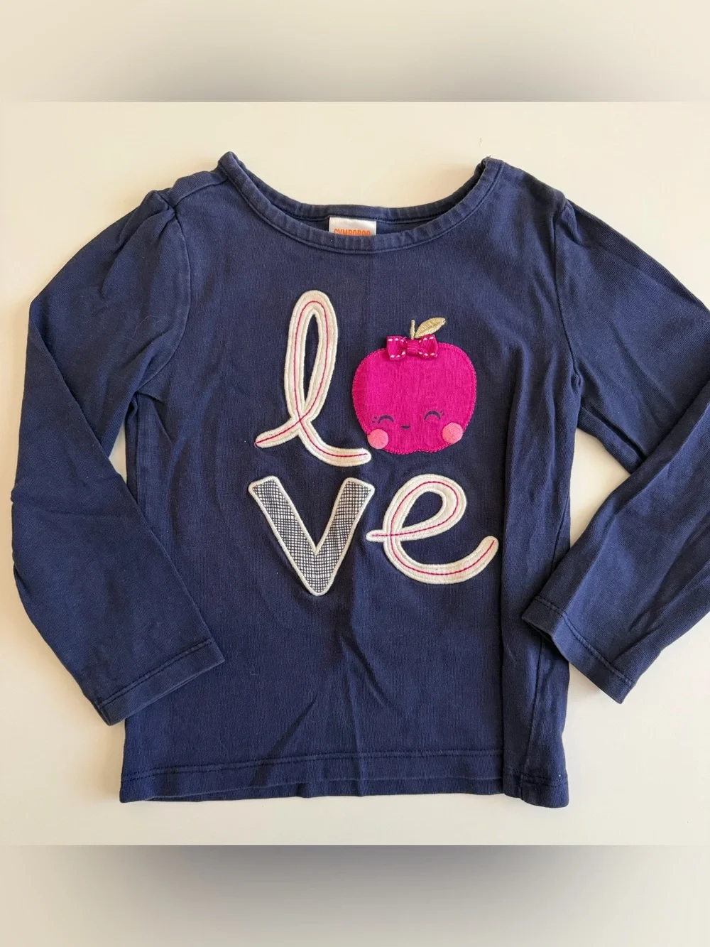 Gymboree 2T Set: Navy & Magenta LOVE Apple with bow leggings